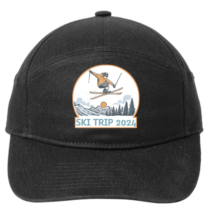 Ski Trip 2024 Matching Family Snow Skiing Vacation 7-Panel Snapback Hat