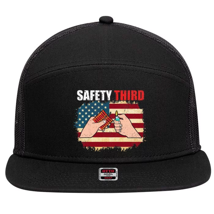 Safety Third 4th Of July Independence Day 7 Panel Mesh Trucker Snapback Hat