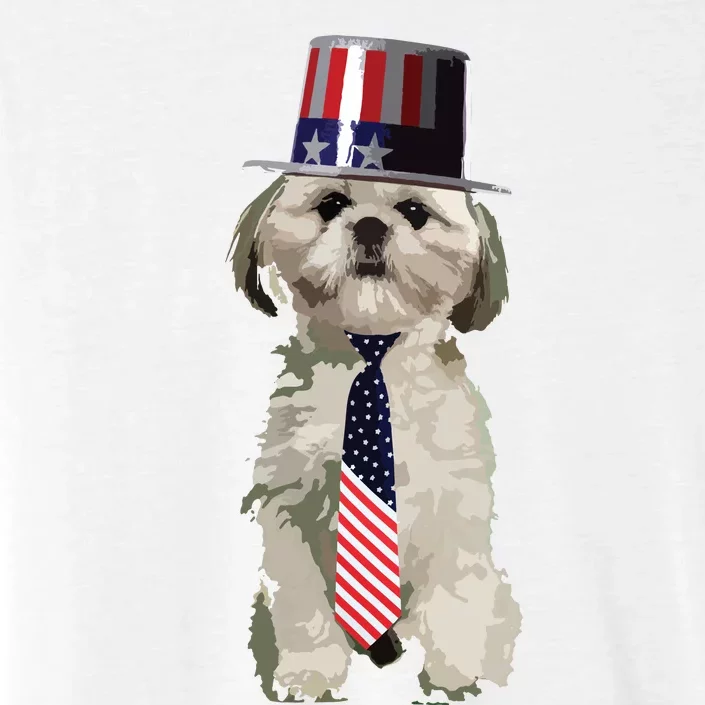 Shih Tzu 4th Of July Dog In Top Hat And Tie ChromaSoft Performance T-Shirt