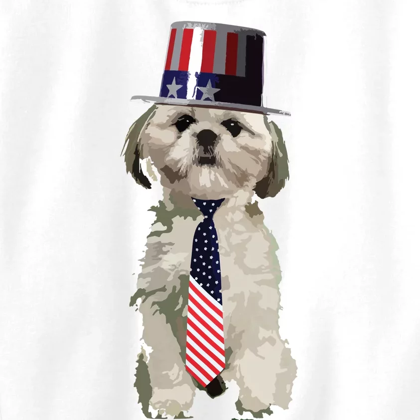 Shih Tzu 4th Of July Dog In Top Hat And Tie Kids Sweatshirt