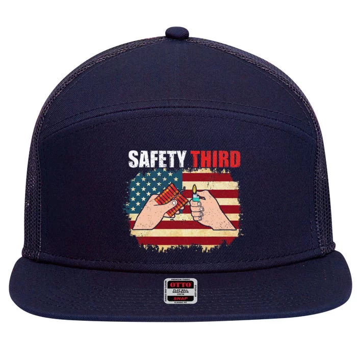 Safety Third 4th Of July Independence Day 4th Of July 7 Panel Mesh Trucker Snapback Hat