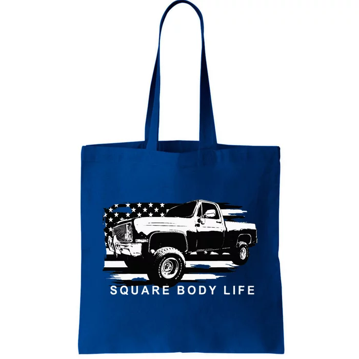 Squarebody Truck American Flag Square Body Tote Bag