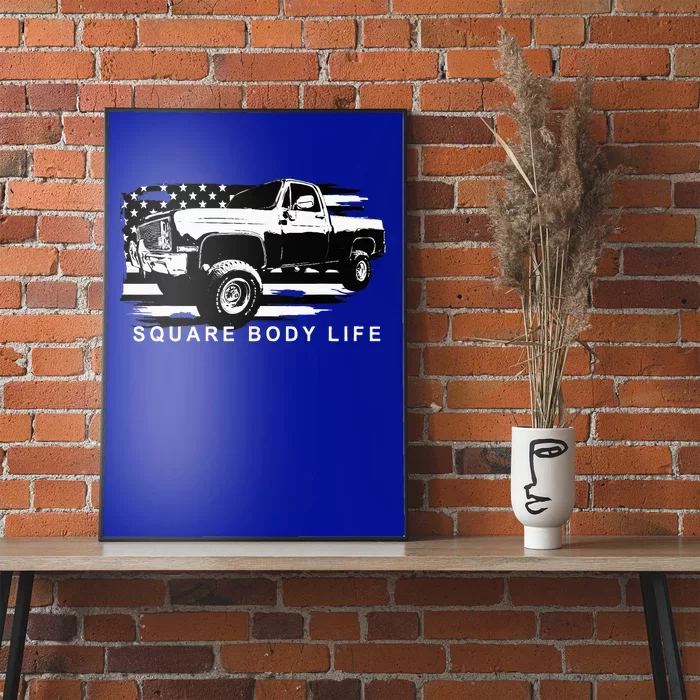 Squarebody Truck American Flag Square Body Poster