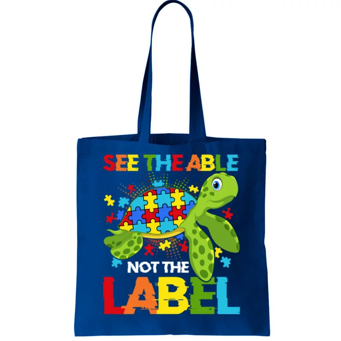 See The Able Not The Label Puzzle Turtle Autism Awareness Cute Gift Tote Bag