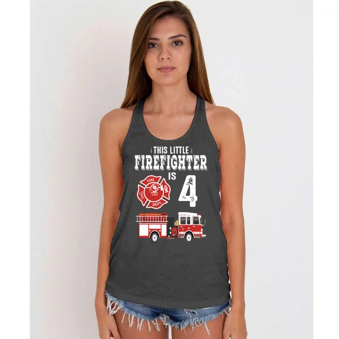 Sound The Alarm Im 4 Funny Future Firefighter Birthday Women's Knotted Racerback Tank