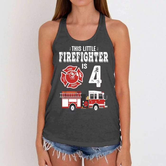 Sound The Alarm Im 4 Funny Future Firefighter Birthday Women's Knotted Racerback Tank