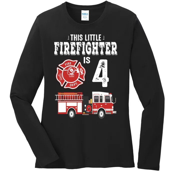 Sound The Alarm Im 4 Funny Future Firefighter Birthday Ladies Long Sleeve Shirt