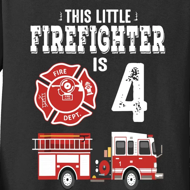 Sound The Alarm Im 4 Funny Future Firefighter Birthday Kids Long Sleeve Shirt