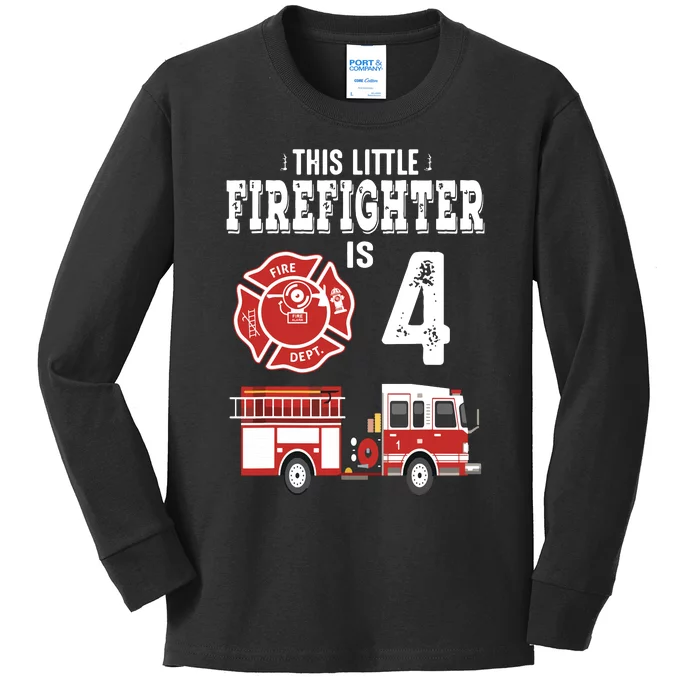 Sound The Alarm Im 4 Funny Future Firefighter Birthday Kids Long Sleeve Shirt