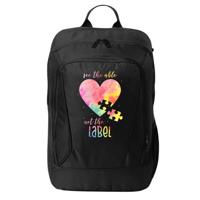 See The Able Not The Label Colorful Autism Puzzle Heart City Backpack