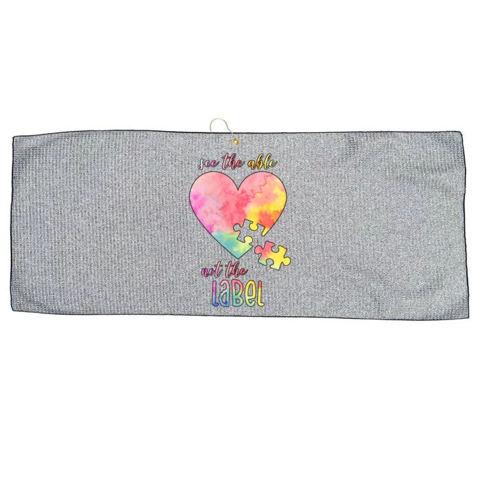 See The Able Not The Label Colorful Autism Puzzle Heart Large Microfiber Waffle Golf Towel