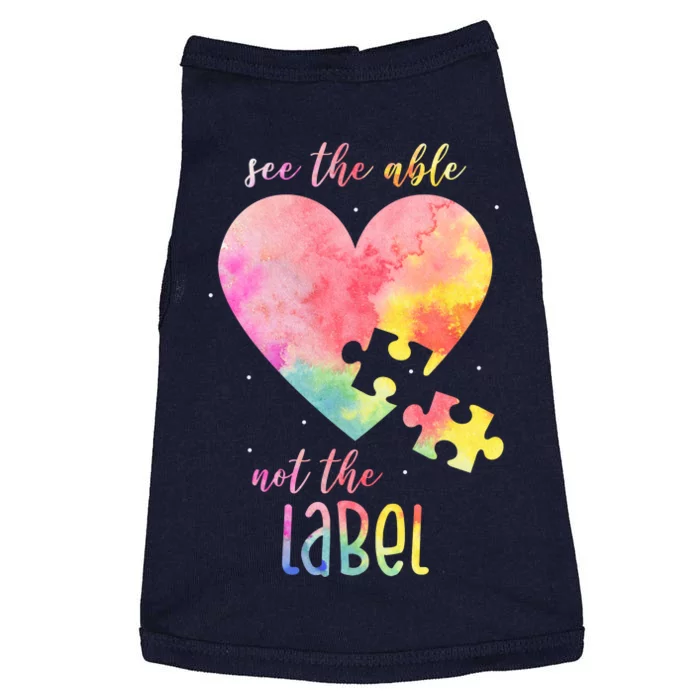 See The Able Not The Label Colorful Autism Puzzle Heart Doggie Tank