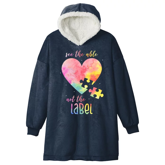 See The Able Not The Label Colorful Autism Puzzle Heart Hooded Wearable Blanket