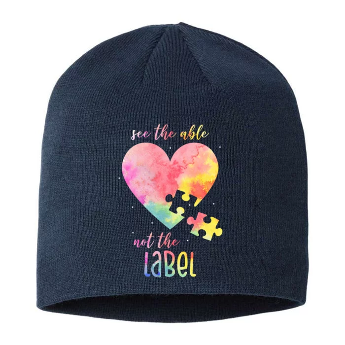 See The Able Not The Label Colorful Autism Puzzle Heart 8 1/2in Sustainable Knit Beanie