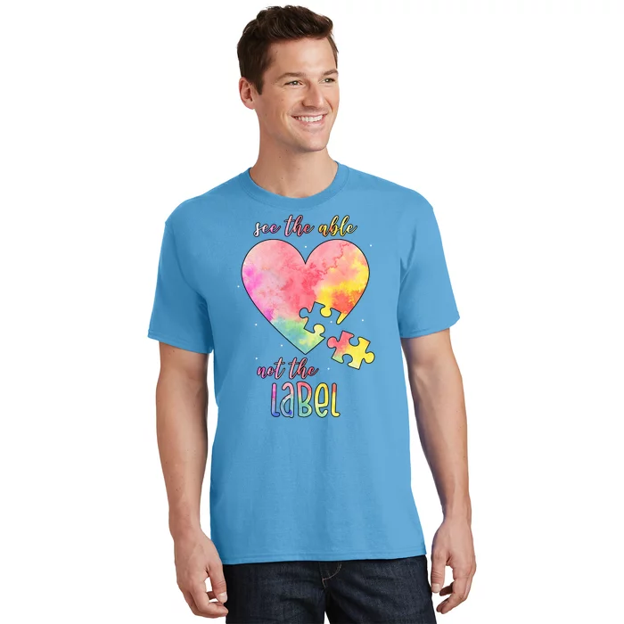 See The Able Not The Label Colorful Autism Puzzle Heart T-Shirt