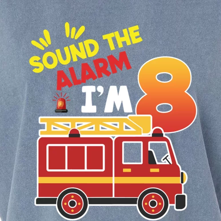 Sound The Alarm IM 8th Birthday Boy Fire Truck Garment-Dyed Women's Muscle Tee