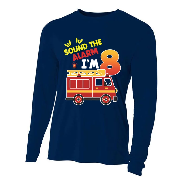 Sound The Alarm IM 8th Birthday Boy Fire Truck Cooling Performance Long Sleeve Crew