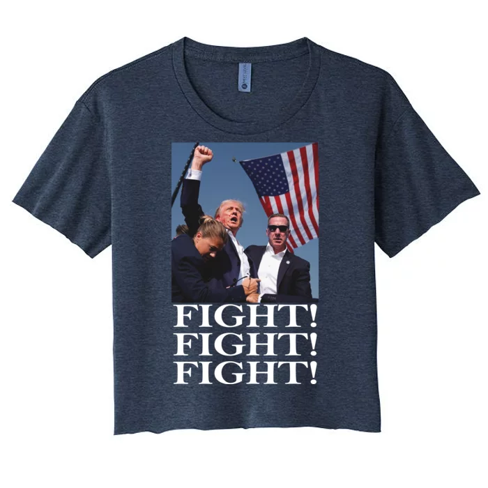 Shot Trump Assassination Attempt 2024 July Fight Fight Women's Crop Top Tee