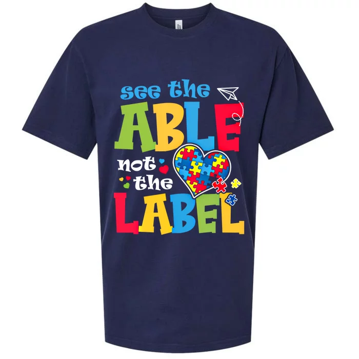 See The Able Not The Label Autism Puzzle Love Heart Great Gift Sueded Cloud Jersey T-Shirt