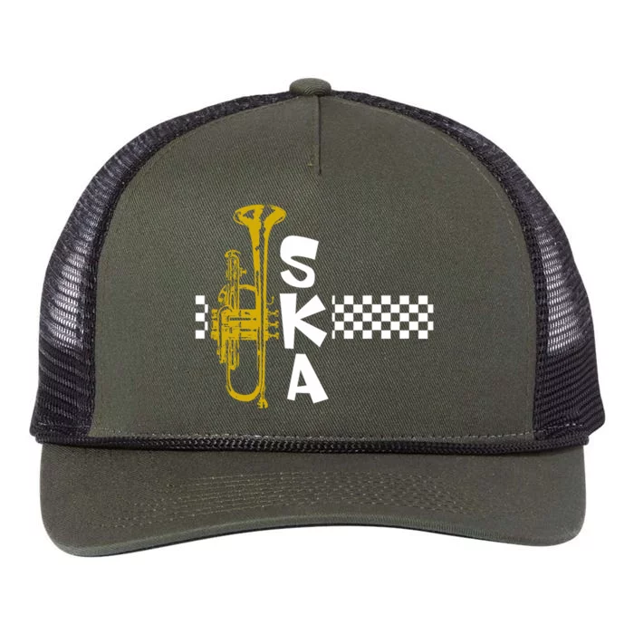 Ska Trumpet And Squares Retro Rope Trucker Hat Cap