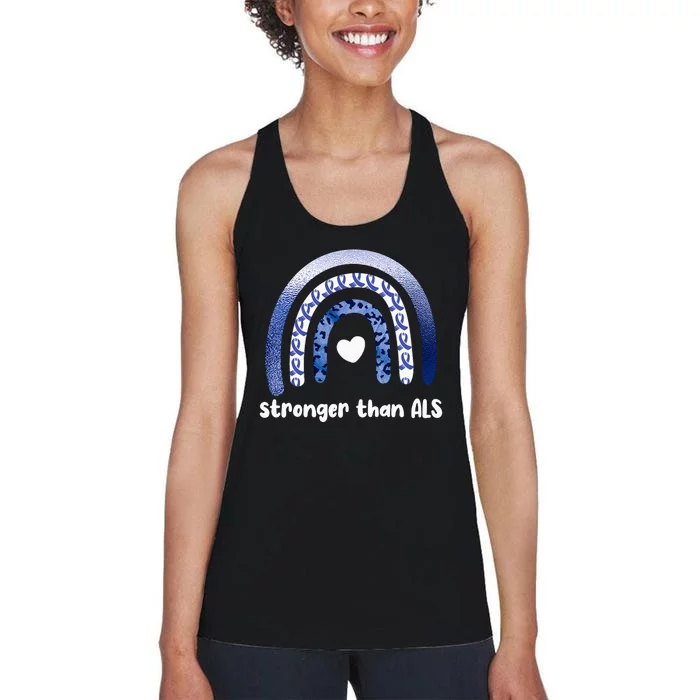 Stronger Than ALS Amyotrophic Lateral Sclerosis Women's Racerback Tank