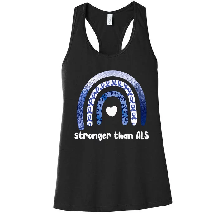 Stronger Than ALS Amyotrophic Lateral Sclerosis Women's Racerback Tank