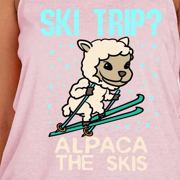 Ski Trip Alpaca The Skis Gift For Skier Women's Knotted Racerback Tank