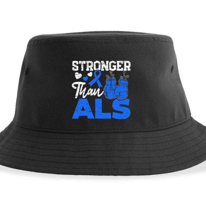 Stronger Than ALS Awareness Ribbon Supporter Warrior Sustainable Bucket Hat