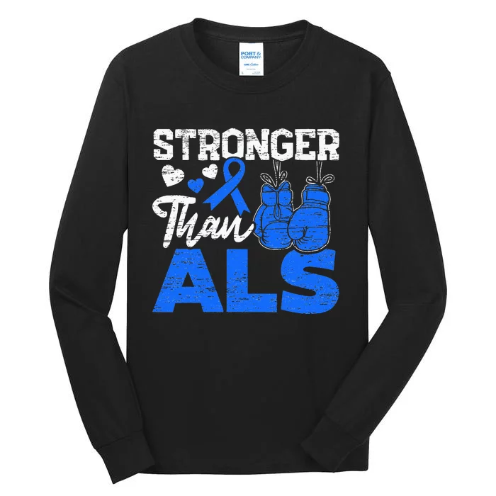 Stronger Than ALS Awareness Ribbon Supporter Warrior Tall Long Sleeve T-Shirt