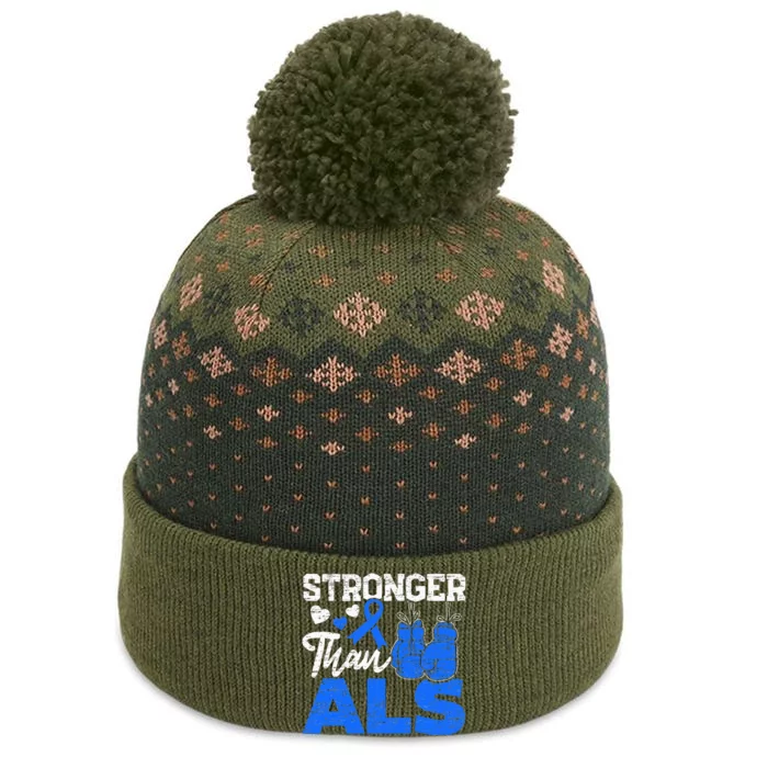 Stronger Than ALS Awareness Ribbon Supporter Warrior The Baniff Cuffed Pom Beanie