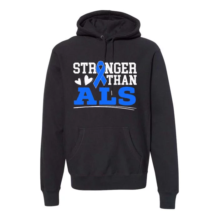 Stronger Than ALS Awareness Ribbon Supporter Warrior Premium Hoodie