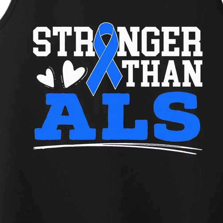 Stronger Than ALS Awareness Ribbon Supporter Warrior Performance Tank