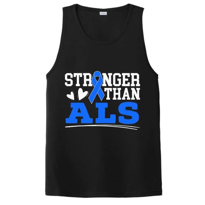 Stronger Than ALS Awareness Ribbon Supporter Warrior Performance Tank