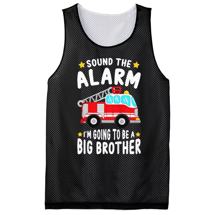 Sound The Alarm I'm Going To Be A Big Brother Firetruck Mesh Reversible Basketball Jersey Tank