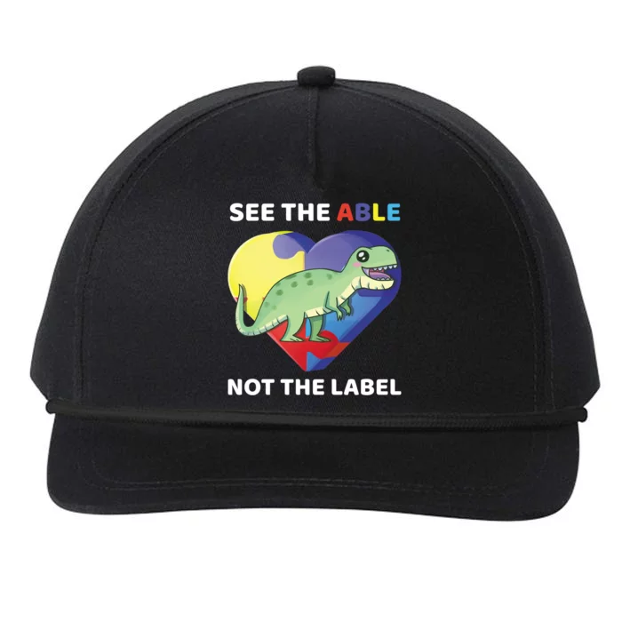 See The Able Not The Label Autism Awareness Trex Dinosaur Meaningful Gift Snapback Five-Panel Rope Hat