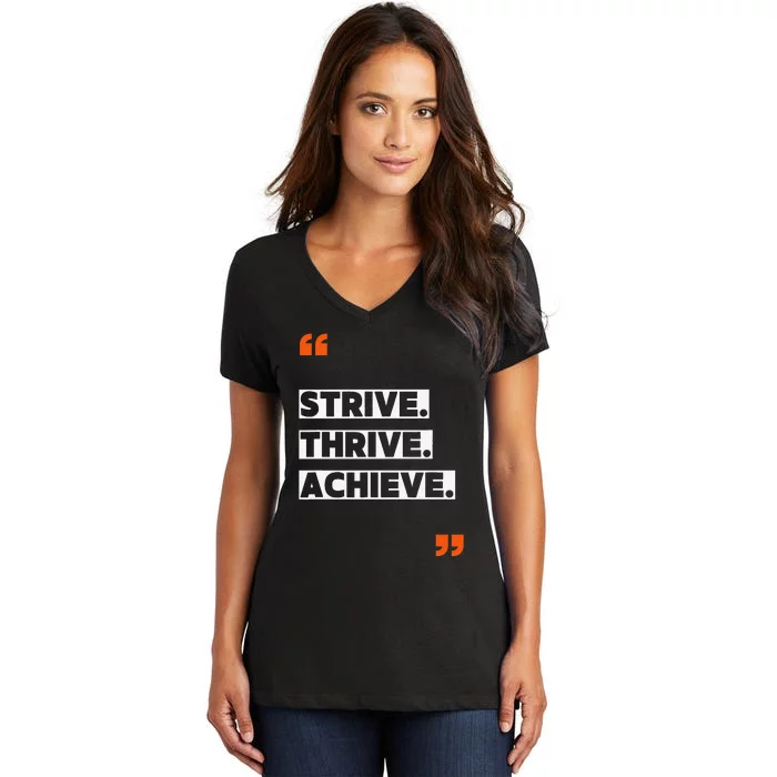 Strive Thrive Achieve Women's V-Neck T-Shirt