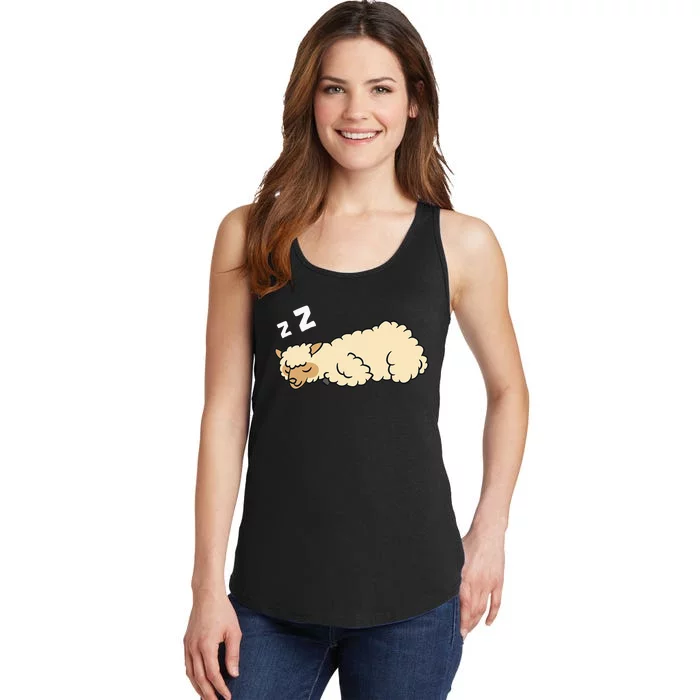 Sleeping Tired Alpaca Pajama Love Alpacas Ladies Essential Tank