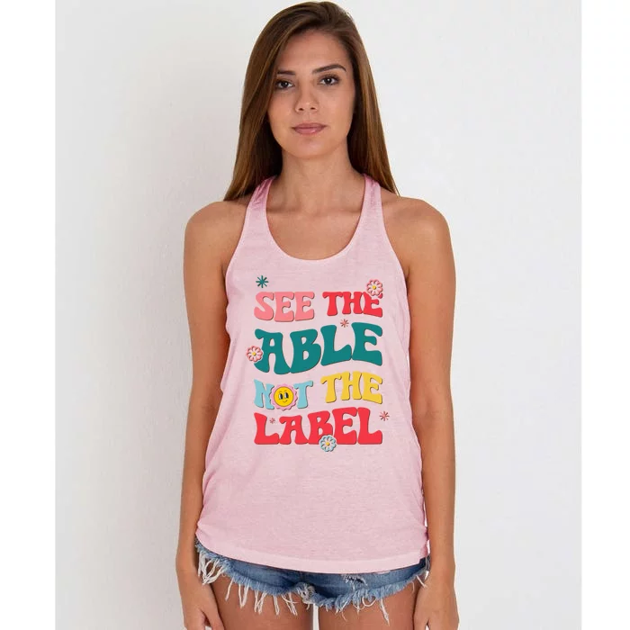 See The Able Not The Label Autism Awareness Month Gift Women's Knotted Racerback Tank