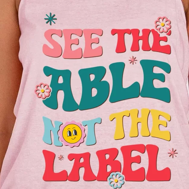 See The Able Not The Label Autism Awareness Month Gift Women's Knotted Racerback Tank