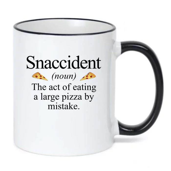 Snaccident The Act Of Eating A Large Pizza By Mistake Black Color Changing Mug