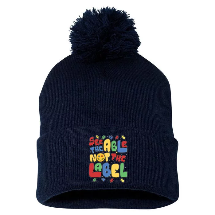 See The Able Not The Label Autism Awareness Pom Pom 12in Knit Beanie