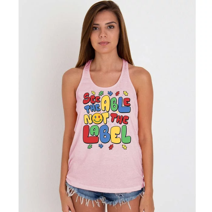 See The Able Not The Label Autism Awareness Women's Knotted Racerback Tank