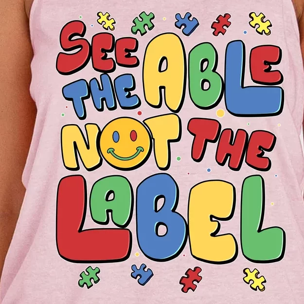 See The Able Not The Label Autism Awareness Women's Knotted Racerback Tank