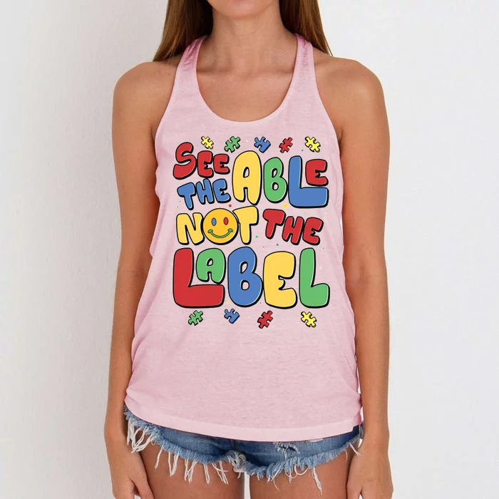 See The Able Not The Label Autism Awareness Women's Knotted Racerback Tank