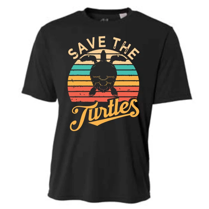 Save Turtles Animal Rights Sea Turtle Retro Style Gift Cooling Performance Crew T-Shirt