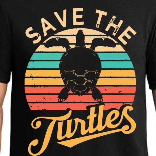 Save Turtles Animal Rights Sea Turtle Retro Style Gift Pajama Set