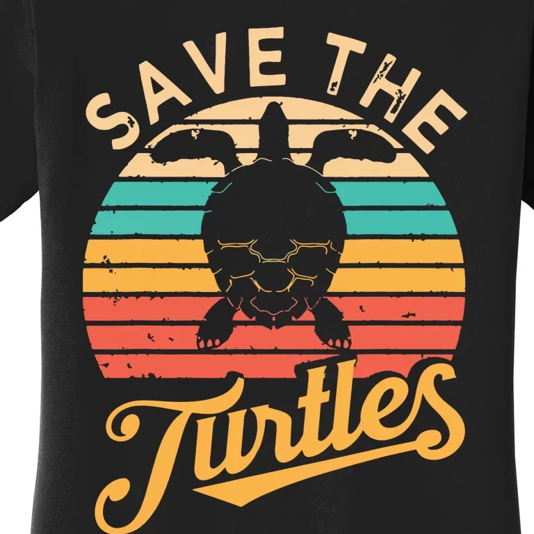 Save Turtles Animal Rights Sea Turtle Retro Style Gift Women's T-Shirt