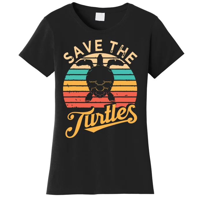 Save Turtles Animal Rights Sea Turtle Retro Style Gift Women's T-Shirt