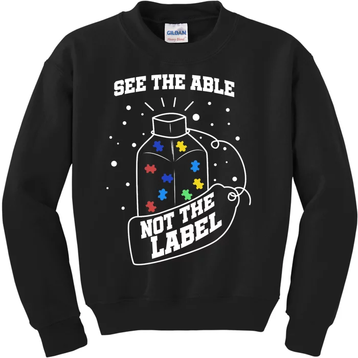 See The Able Not The Label Puzzle Cool Autism Awareness Gift Kids Sweatshirt