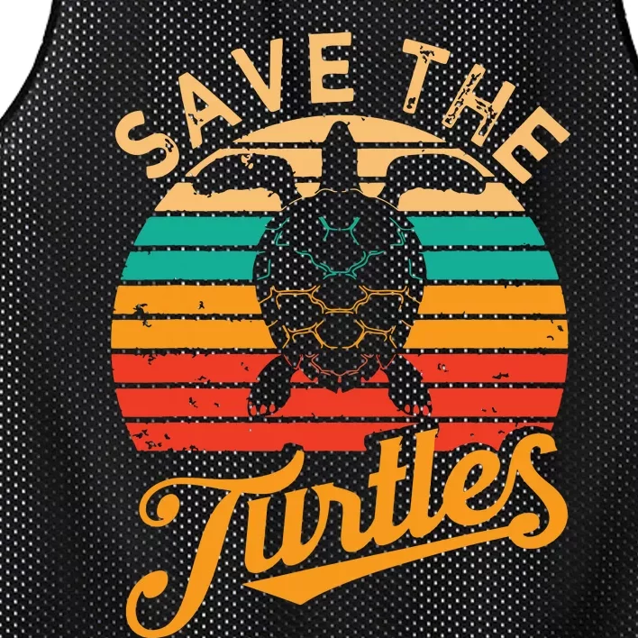 Save Turtles Animal Rights Sea Turtle Retro Style Gift Mesh Reversible Basketball Jersey Tank